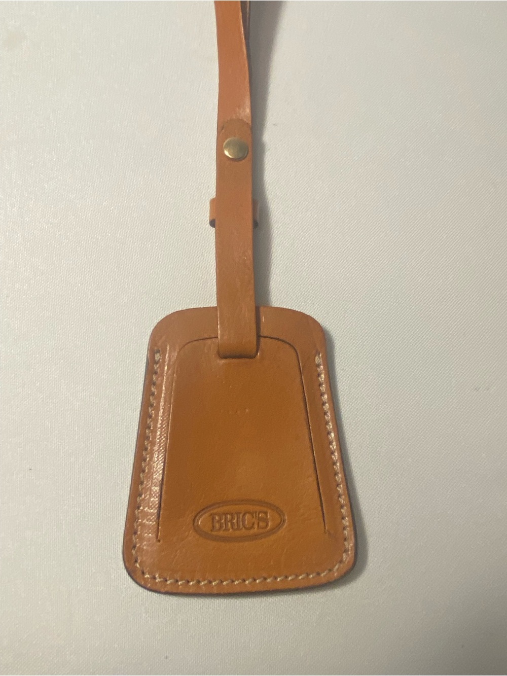 Brics Leather Luggage Brown Tag ID Address Made In Italy Snap Closure Travel
